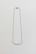Blush Crystal Necklace - Soft pink and clear crystal beads suspended from a delicate silver-tone necklace