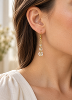 Clear Faceted Crystal Bead Dangle Earrings | 18K Gold-Plated Ear Hooks