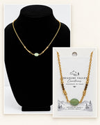 Green Glass & Gold Beaded Necklace | Minimalist Nature-Inspired Jewelry