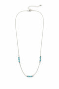 Blue Lagoon Necklace - Delicate Aqua Crystal Beaded Silver Necklace
