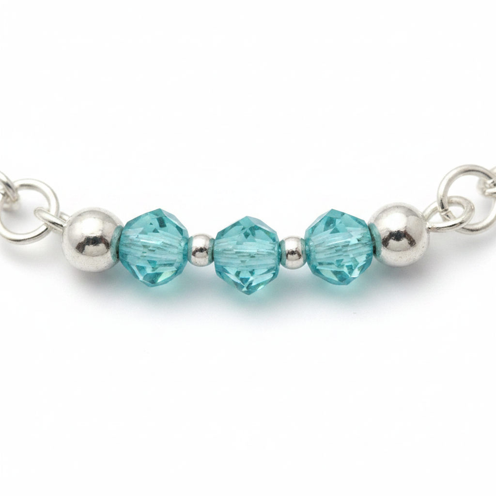 Blue Lagoon Necklace - Delicate Aqua Crystal Beaded Silver Necklace