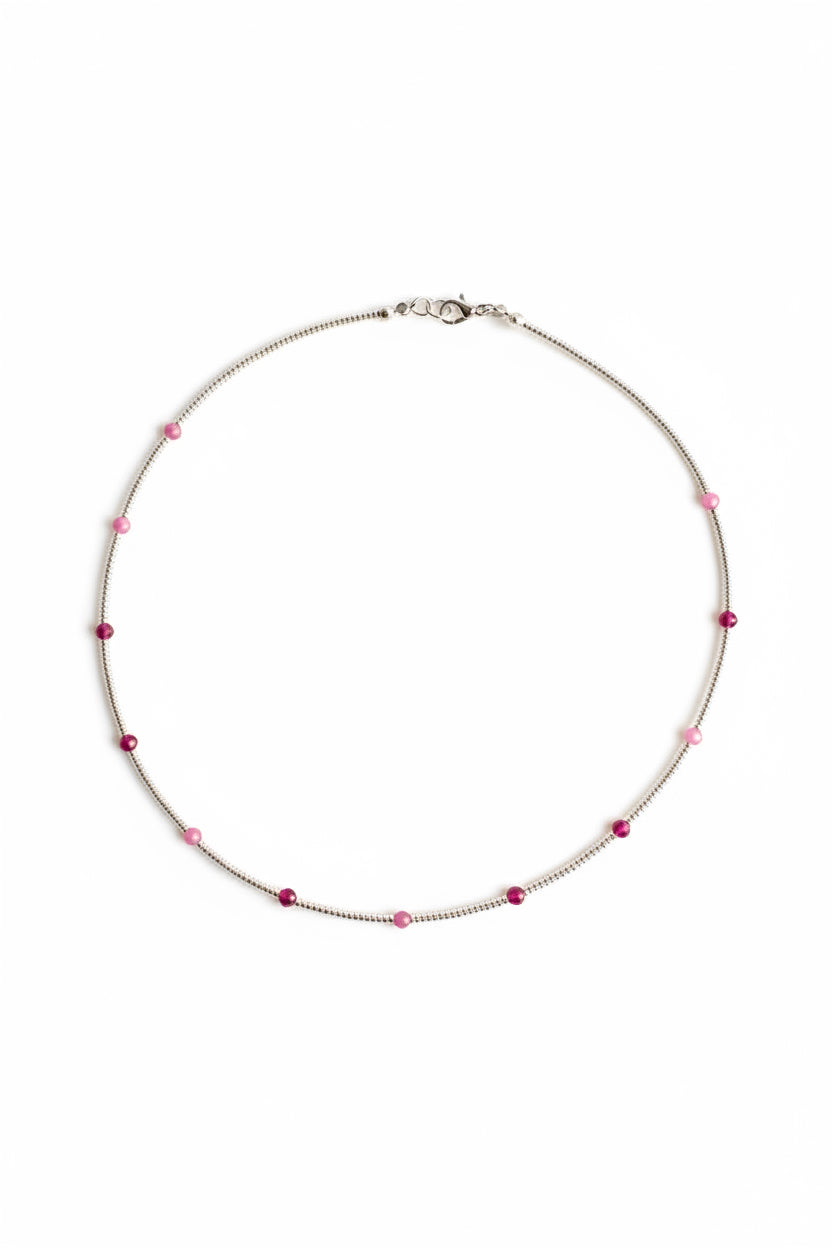 Pink Petal Necklace - A scattering of petals, captured in silver.