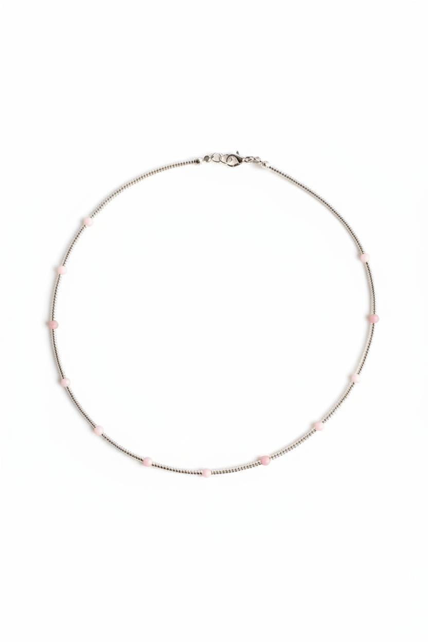Pink Petal Necklace - A scattering of petals, captured in silver.