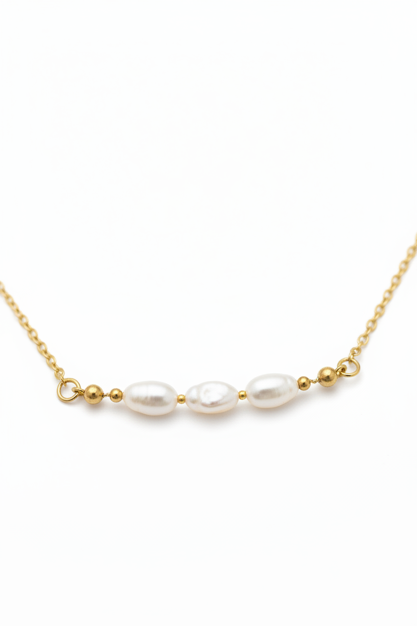 Ivory Bloom Necklace | Delicate Pearl and Gold Necklace