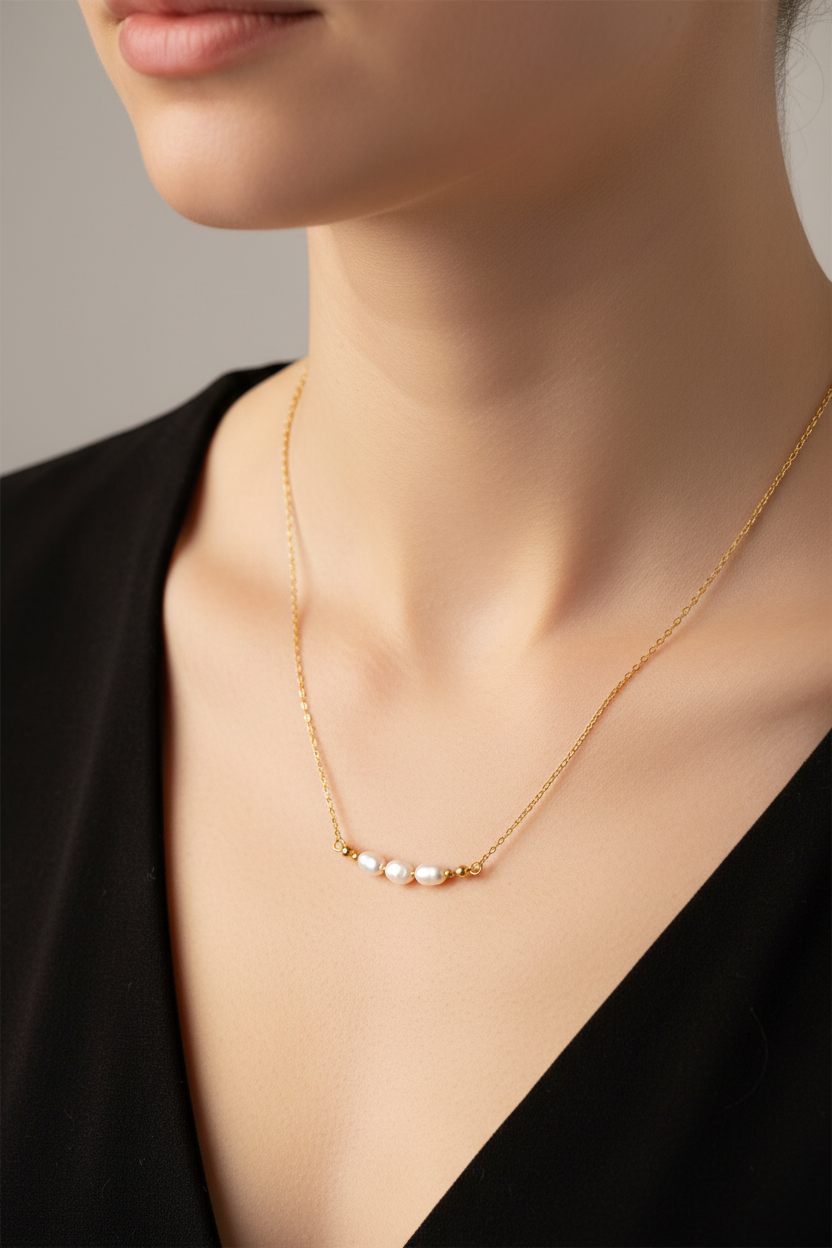 Ivory Bloom Necklace | Delicate Pearl and Gold Necklace