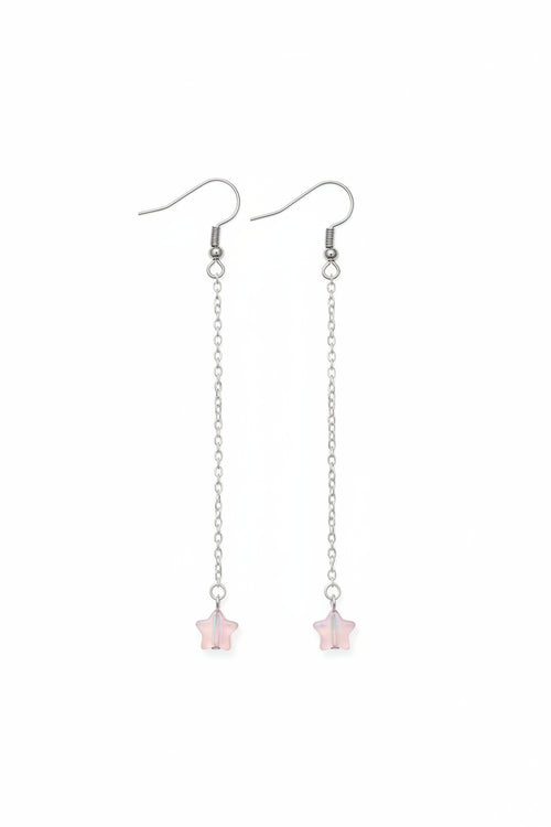 Silver chain earrings with small star crystal