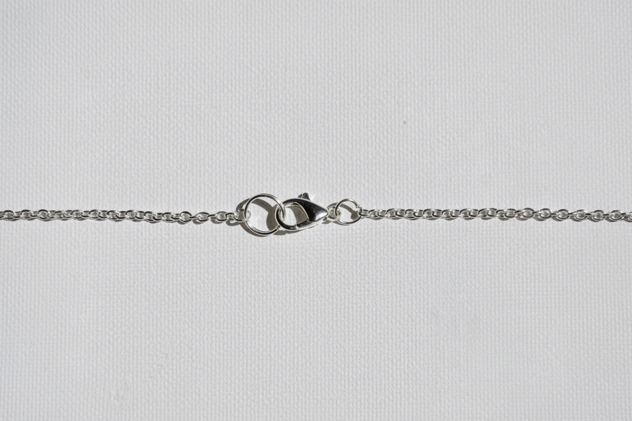 Peony Bloom Necklace, Silver -  Delicate silver chain accented with a row of vibrant raspberry-pink glass beads.