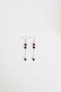 Plum Drop Earrings - Delicate silver-tone drop earrings with plum-purple beads for a soft, feminine pop of color.