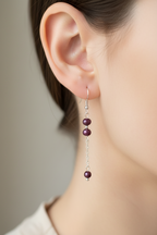 Purple Freshwater Pearl Chain Earrings