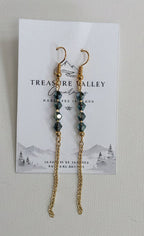 Blue-Green Faceted Metallic Dangle Earrings