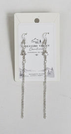 Brushed Silver Star Cascade Earrings