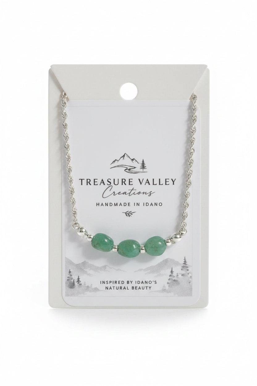 Lagoon Glow Necklace - Silver necklace featuring faceted aqua-green beads.