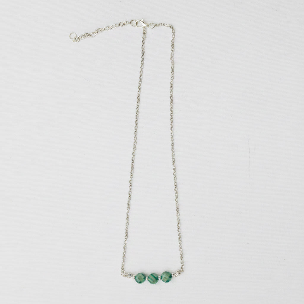 Lagoon Glow Necklace - Silver necklace featuring faceted aqua-green beads.