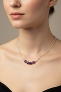Purple and Moss Green Semiprecious Chain Necklace