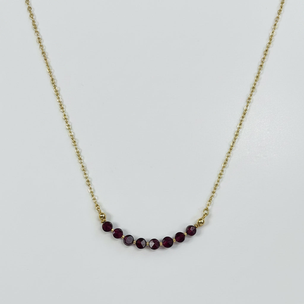 Garnet “Coin” Bead Necklace