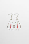 Coral Glass Bead Teardrop Hoop Earrings
