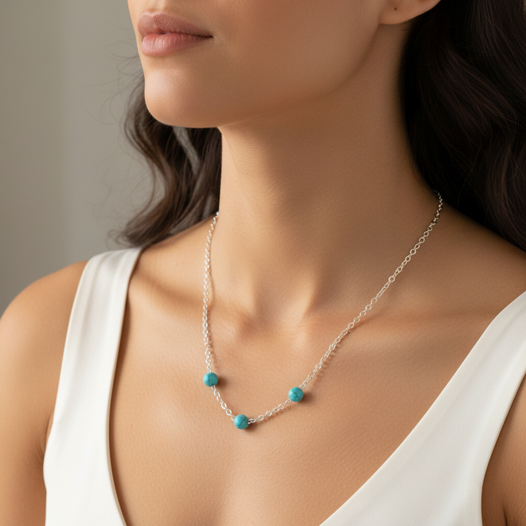 Turquoise Semiprecious Bead Necklace