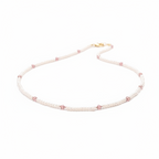 Faceted Pink & White Beaded Necklace