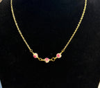 Hand-Painted Cherry Blossom Porcelain Necklace | Floral Bead and Gold-Tone Necklace