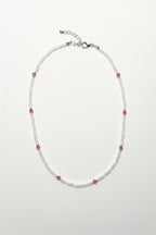 Faceted Pink & White Beaded Necklace