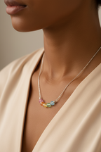 Rainbow Glass Bead Silver-Tone Necklace