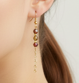 Autumn Glow Beaded Chain Earrings | Gold-Tone Dangle Earrings