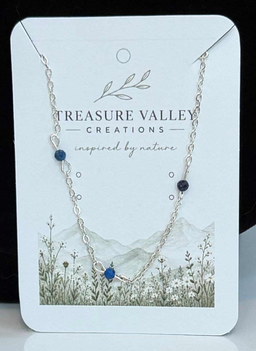 Blue Sky Station Necklace | Delicate Silver & Cobalt Beaded Chain