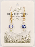 Blue & White Floral Dangle Earrings | 18k plated hypoallergenic
