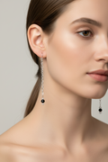 Black Floral Carved Bead Earrings