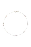 Rose quartz and silver seed bead necklace