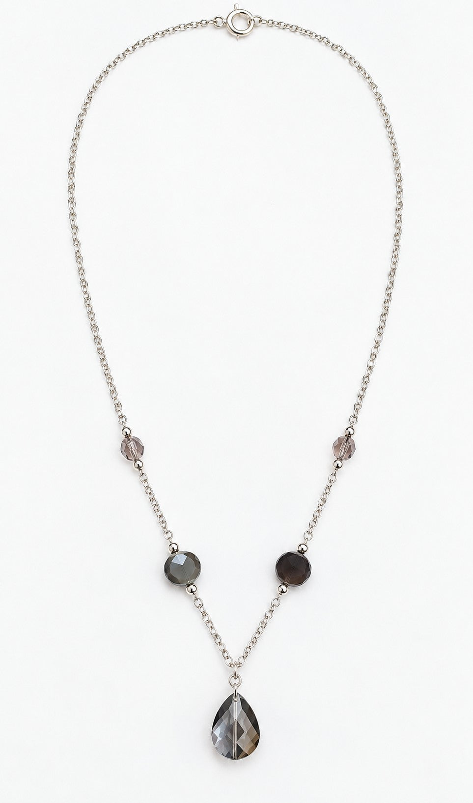 Smoky Crystal Teardrop Necklace