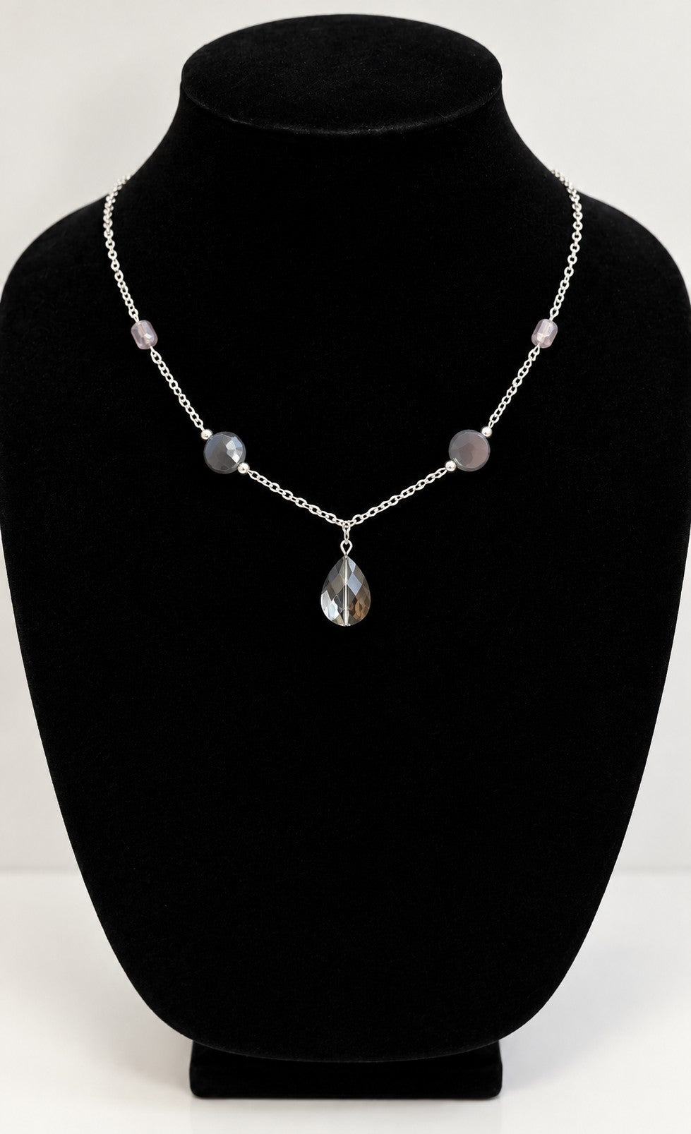 Smoky Crystal Teardrop Necklace