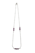 Necklace with purple beads on a white background